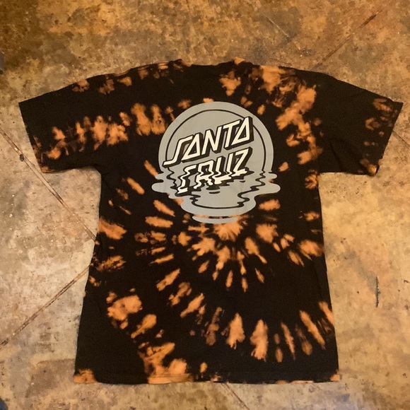 Santa Cruz black and brown bleach tie dye t shirt rare color find! Mens small - Picture 3 of 5